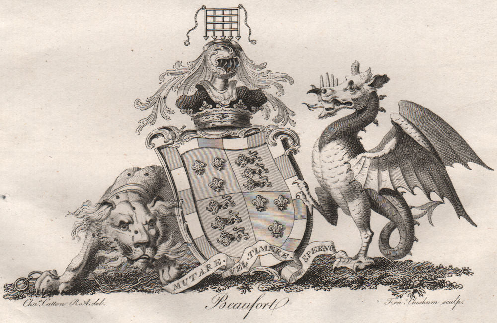 BEAUFORT. Coat of Arms. Heraldry 1790 old antique vintage print picture